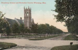 Methodist Church on Broadway Avenue - Winnipeg, Manitoba, Canada - pm 1911 - DB