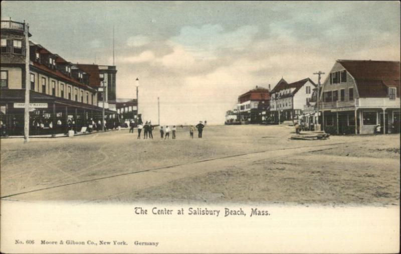 Salisbury Beach MA The Center c1905 Postcard NICE STREET SCENE