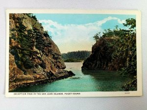 Vintage Postcard Deception Pass in the San Juan Islands Puget Sound