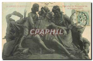 Old Postcard Saint Quentin Bas Relief Monument of the Defense Army