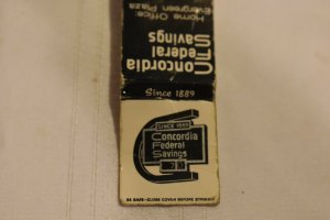 Concordia Federal Savings Evergreen Plaza Advertising 20 Strike Matchbook Cover