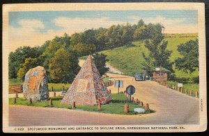 Vintage Postcard 1936 Spotswood Monument, Skyline Drive, Shenandoah Nat. Park VA