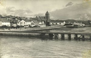 Falkland Islands, STANLEY, Ross Road and Cathedral (1940s) RPPC