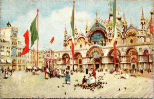 postcard Venice Italy - Church of S. Marco and Clock Tower - Scrocchi 4338-1