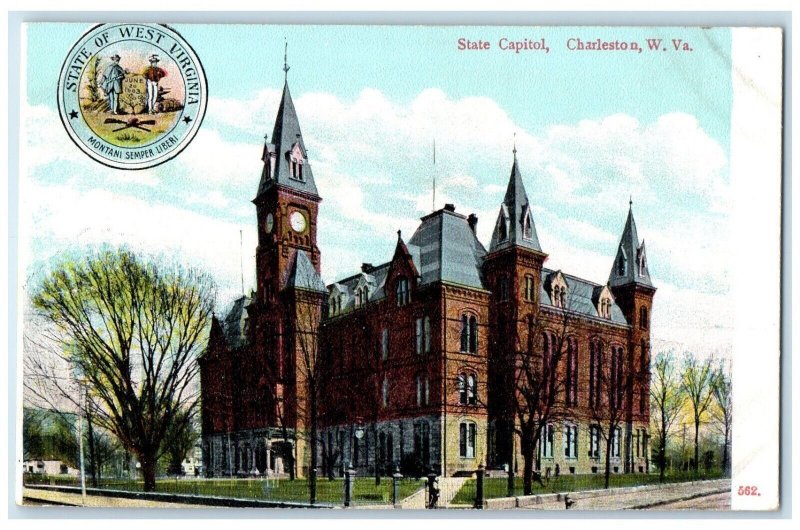 c1910 State Capitol Exterior Building Charleston West Virginia Vintage Postcard