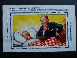 Taylor DOCTOR THEME & THE SICK IRISH MAN c1930s Bamforth Comic Postcard 3607