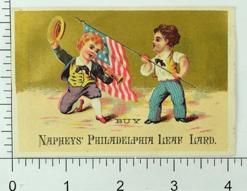 Lot of 2 Naphey's Philadelphia Leaf Lard Patriotic Flag Boys Cherub Children P97 