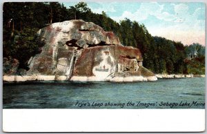 Frye's Leep Showing The Images Sebago Lake Maine ME Rock Formation Postcard