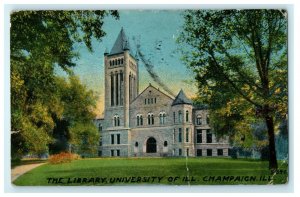 1911 The Library, University of Illinois, Champaign Illinois IL Antique Postcard