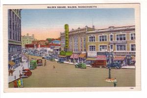 Nice Downtown view with Store, Cars, Trucks, Malden Square, Massachusetts, Am...