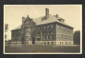 RPPC BEMENT ILLINOIS HIGH SCHOOL BUILDING 1909 VINTAGE REAL PHOTO POSTCARD