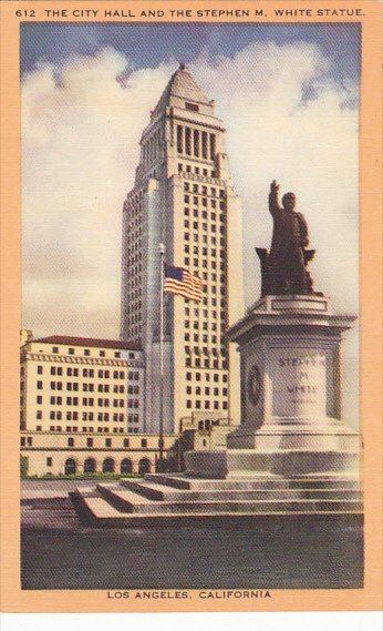 California Los Angeles City Hall and Stephen M White Statue