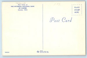 Casper Wyoming Postcard New Home National Bank FDIC Exterior View c1960 Vintage