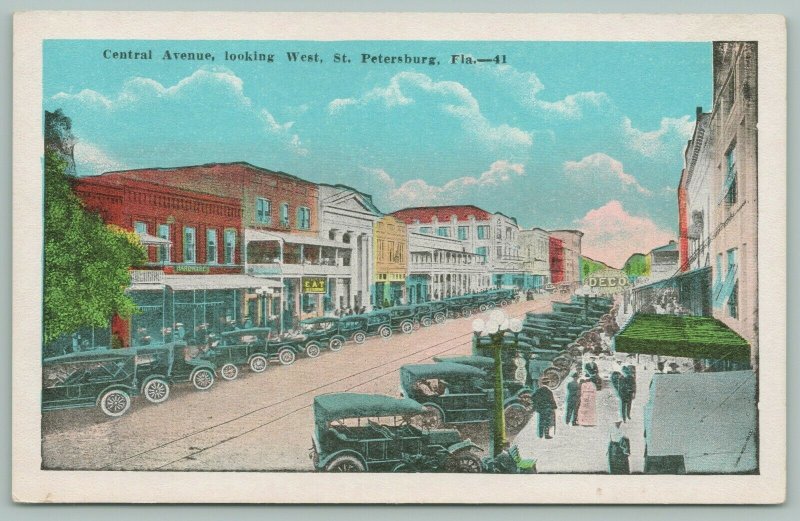 St Petersburg Florida~Central Avenue West~Busy Shopping~Hardware~Deco~1920s 