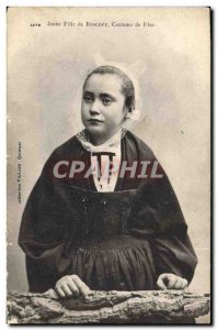 Old Postcard Folklore Young girl Roscoff party costume