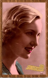 Beautiful Woman Sainte Catherine Color Tinted Real Photo