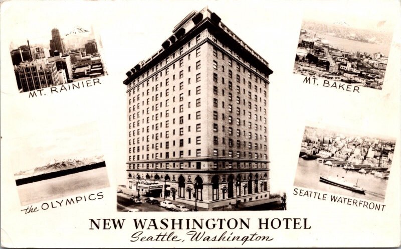 Real Photo Postcard Multiple Views of Seattle, Washington, Washington Hotel 