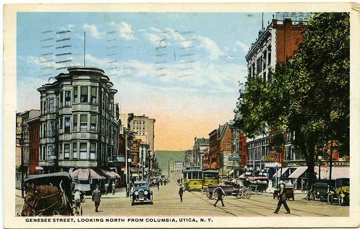 Genesee Street, Looking North from Columbia - Utica, New York pm 1917