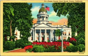 Fresno County Courthouse Fresno California CA UNP Linen Postcard Unused