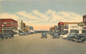 Autos 1940s Oak Street North Pecos Texas Southwest Teich linen postcard 8582