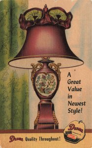 Camden OH Vernon Caskey Furniture Co. China Base Lamp Linen Postcard