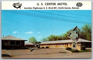 Vtg Smith Center Kansas KS US Center Motel 1960s Chrome View Postcard