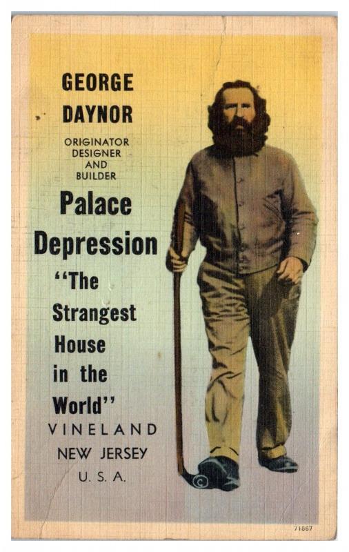 George Daynor, Palace Depression- The Strangest House, Vineland, NJ Postcard