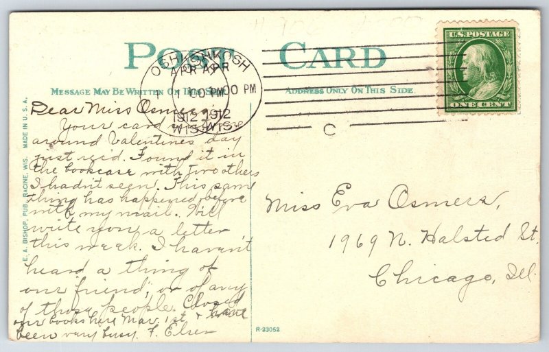 Oshkosh Wisconsin~Oshkosh Boat Club Beach~Dock~1912 Postcard