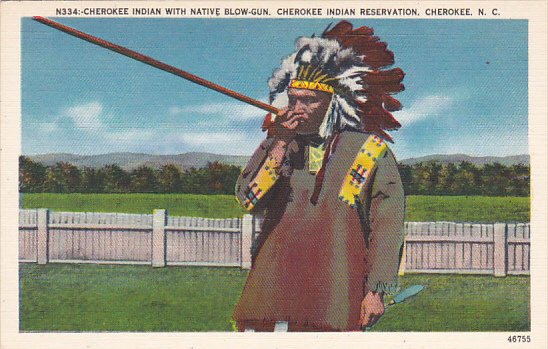 Cherokee Indian With Native Blow Gun Cherokee Indian Reservation North Carolina