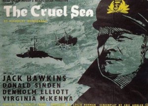 The Cruel Sea WW2 Movie Jack Hawkins Rare London Cinema Poster Art Postcard