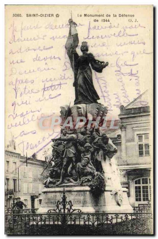 Postcard Old Saint Dizier The Monument of the Defense Army 1544