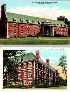 2~Postcards Jacksonville, IL Illinois MACMURRAY COLLEGE Rutledge & Science Halls