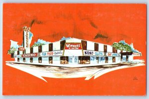 Winnemucca Nevada NV Postcard Joe Mackie's Winners Inn Motor Hotel c1960 Vintage