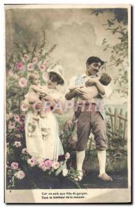 Old Postcard For That One Suit Girl And Boy Font Happiness From Home Woman Ki...