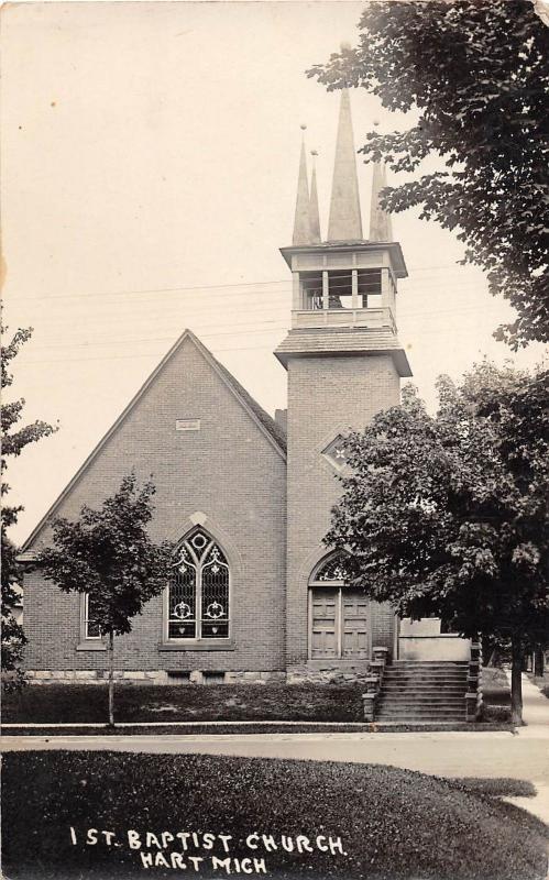 D31/ Hart Michigan Mi Real Photo RPPC Postcard c1910 1st Baptist Church