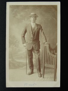 HITCHIN H.H. Minnis Studio Portrait (BERT) GENTLEMAN & CANE c1905 RP Postcard