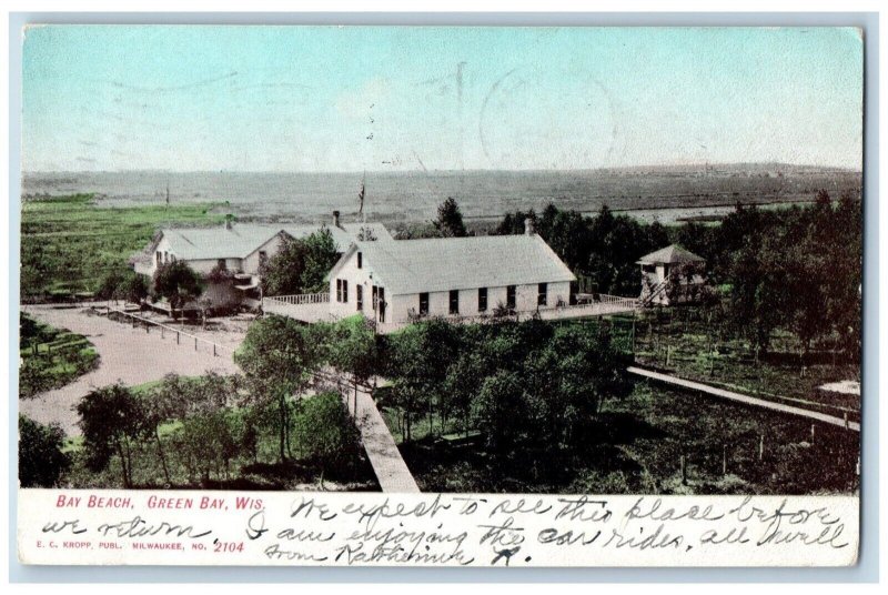 Green Bay Wisconsin Postcard Bay Beach Exterior Building c1909 Vintage Antique