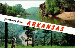 Greeting Arkansas Dual View VTG Postcard UNP Unused Dexter Vintage 