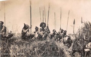 US5366 shilluks soldiers  types folklore real photo sudan africa