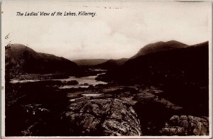 VINTAGE KILLARNEY IRELAND LADIES VIEW OF LAKES REAL PHOTO RPPC POSTCARD 34-245