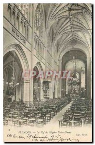 Old Postcard Alencon The Nave of the Church of Our Lady