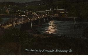 1907-15 Kittanning PA The Bridge by Moonlight Night Armstrong Co Old DB Postcard