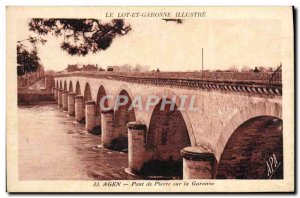 Postcard Old Stone Bridge Agen on the Garonne