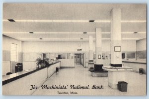 Taunton Massachusetts MA Postcard Machinists National Bank Interior 1951 Vintage