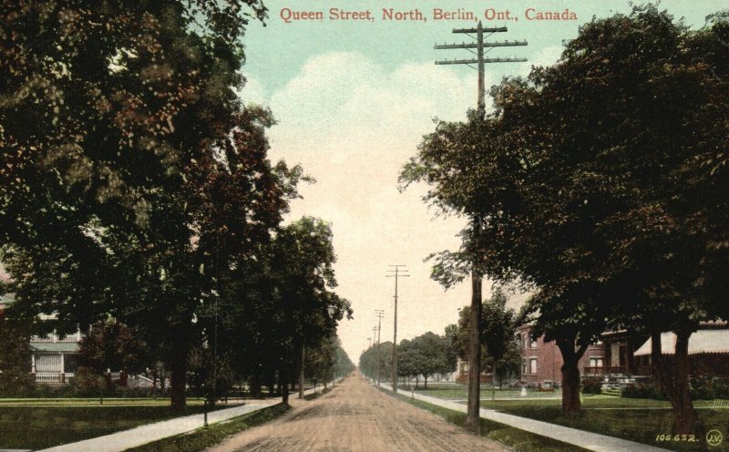 Vintage Postcard 1910's Queen Street North Berlin Ontario Canada Pub. Valentine 