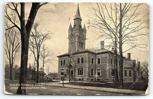 1907 DOYLESTOWN PENNSYLVANIA BUCKS COUNTY COURT HOUSE STREET VIEW POSTCARD P4127