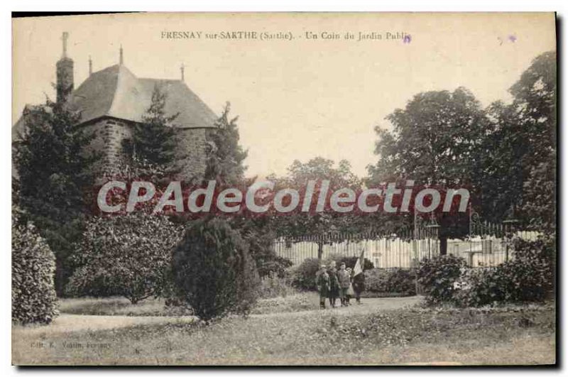 Postcard Old Fresnay sur Sarthe A corner of the Public Garden
