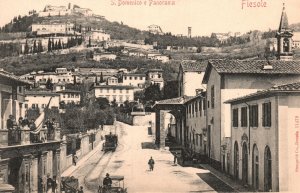 Vintage Postcard S. Domenico E Panorama Fiesole Street Houses Florence Italy