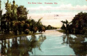 Wisconsin Waukesha Scene On The Fox River 1908