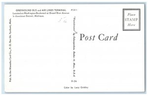 c1960 Greyhounds Bus Airlines Terminal Avenue Downtown Detroit Michigan Postcard